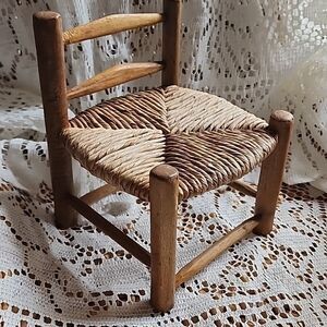 Vintage Rush & Wood Chair